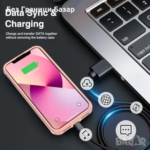 Нов Кейс батерия 7000mAh за iPhone 13/14 Pro – Ултра тънък и мощен калъф, снимка 4 - Калъфи, кейсове - 48891855