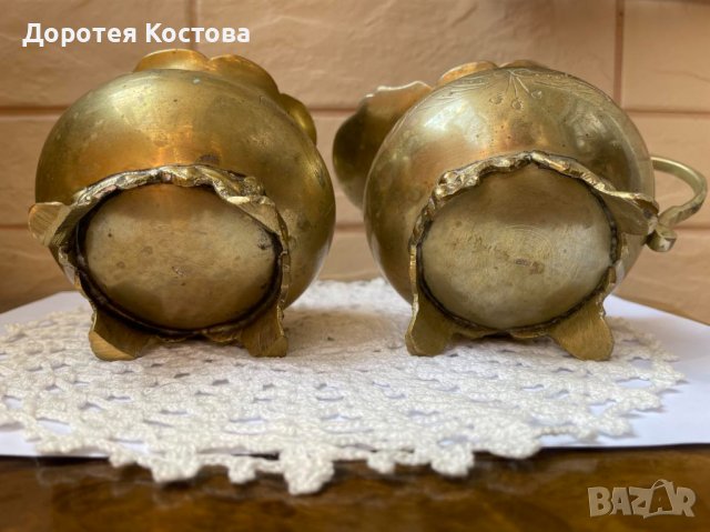 Прекрасен комплект от латиера и захарница от месинг, с маркировки от Англия, снимка 7 - Антикварни и старинни предмети - 41914382