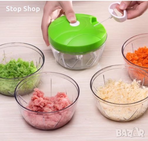 Ръчен чопър EDAR, 3 ножа, С кабел, Зелен/Бял, снимка 2 - Аксесоари за кухня - 42167495