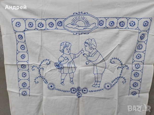 Старинен бродиран ковьор,покривка за стена #293, снимка 2 - Антикварни и старинни предмети - 52956515