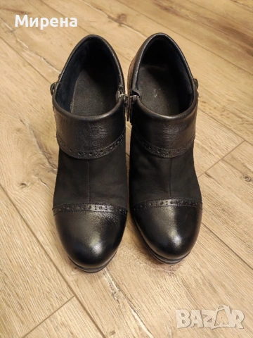 Елегантни затворени обувки от естествена кожа и набук, 38 номер, снимка 2 - Дамски обувки на ток - 53150060