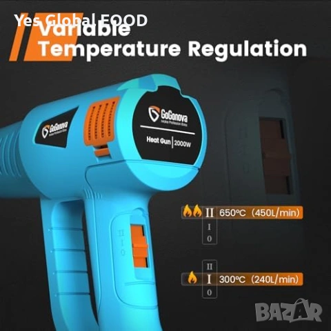 GoGonova пистолет за горещ въздух 2000W с бързо нагряване, снимка 3 - Други инструменти - 53339026