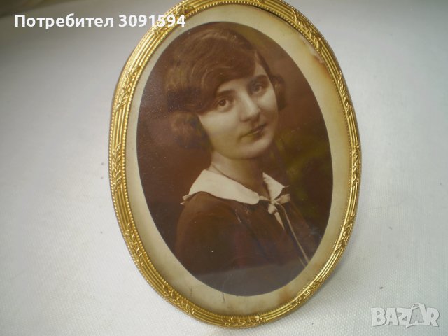 19ти век настолна рамка за снимка бронз оригинално стѣкло и фотография, снимка 1