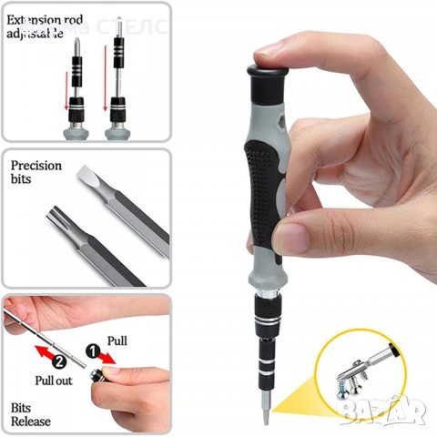 Комплект отвертка STELS i77, 135 части, снимка 3 - Куфари с инструменти - 40202208