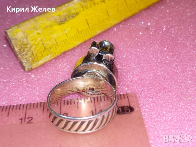 СТАРИНЕН СКЪПОЦЕНЕН СРЕБЪРЕН ПРЪСТЕН УНИКАТ Англия ВИСОКА ПРОБА СРЕБРО ЦИТРИН и СРЕБЪРНА ЖАБКА 31210, снимка 14 - Антикварни и старинни предмети - 44315570