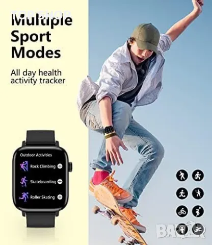 Нов Bluetooth Смарт часовник за Мъже Жени, 1.9 инча Водоустойчив, снимка 4 - Смарт гривни - 49622114