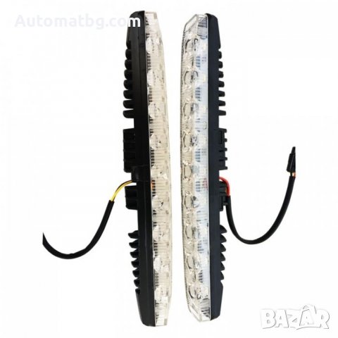 Комплект дневни светлини Automat, С бягащ мигач, 12V, 9 диода, Черен, снимка 3 - Аксесоари и консумативи - 39555922