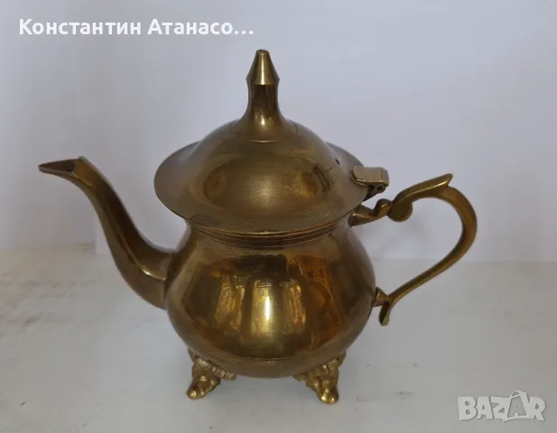 Стар бронзов чайник, снимка 4 - Антикварни и старинни предмети - 48043320
