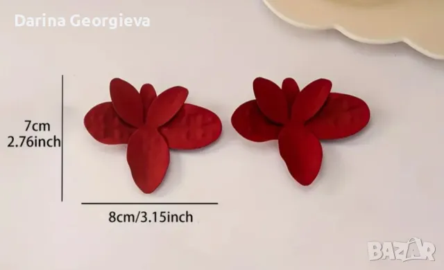 Червени метални обеци, снимка 1