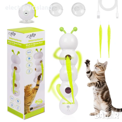 Интерактивна играчка за стимулиране ловни инстинкти за дом.любимец котка Allforpaws-Wack'A'Worm Post