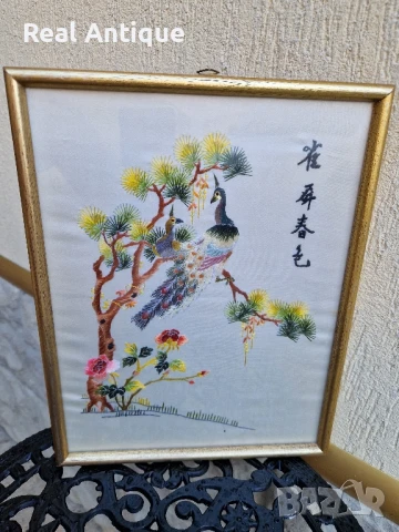 Прекрасна антикварна китайска картина бродерия върху коприна , снимка 7 - Картини - 51155577