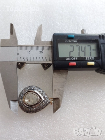 Сребро,злато-комплект обеци и медальон с огромни стари диамати, снимка 6 - Обеци - 52010737
