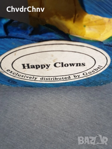 4бр Goebel Happy Clowns резин 20см/Гьобел Германия немски колекционерски фигури на клоуни-музиканти, снимка 3 - Статуетки - 46479168