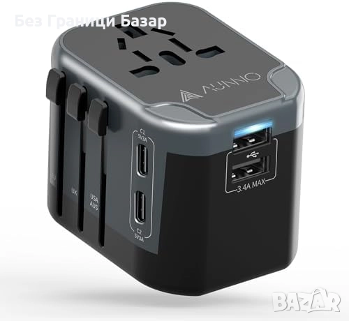 Нов Универсален адаптер за пътуване с 4 USB порта – 150+ държави Travel Plug 