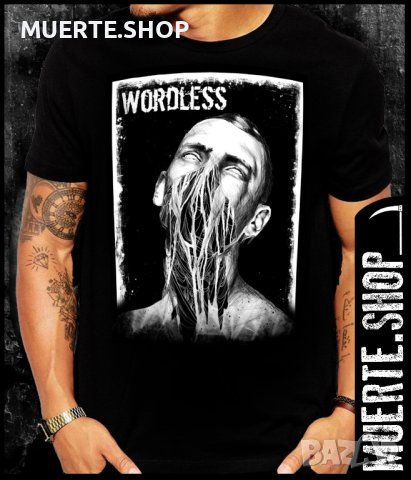 Черна тениска с щампа WORDLESS, снимка 1 - Тениски - 41701531