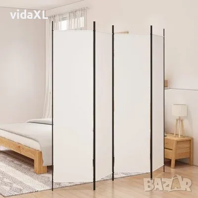 vidaXL Параван за стая, 4 панела, бял, 200x200 см, текстил(SKU:350182), снимка 2 - Паравани - 48685086