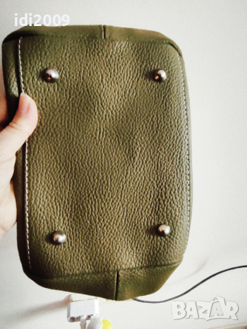 Зелена чанта от естествена кожа, снимка 6 - Чанти - 44567564
