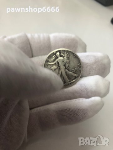 Сребърна монета САЩ ½ долар, 1943 Walking Liberty Half Dollar Маркировка на монетния двор "D" - Денв, снимка 6 - Нумизматика и бонистика - 41402713