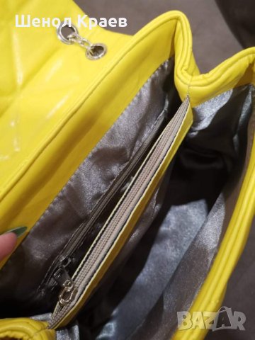 Дамска жълта чанта с две възможности за носене, снимка 3 - Чанти - 41378984