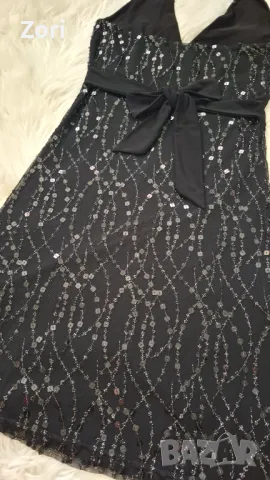 РАЗКОШНА черна рокля тюл с подплата - цялата обшита с пайети и синци, снимка 12 - Рокли - 48087016