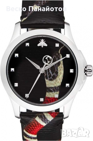GUCCI Snake Insignia Leather Strap Watch, 40mm-50%, снимка 3 - Дамски - 36035230