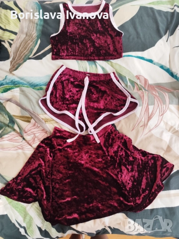 Комплект плюшен велур от три части, уникален секси и много удобен, снимка 4 - Комплекти - 52172218
