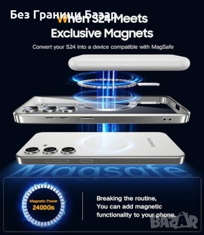 Нов Samsung S24 MagSafe Кейс - 10FT Удароустойчив, Прозрачен, Стилен, снимка 2 - Калъфи, кейсове - 44150151