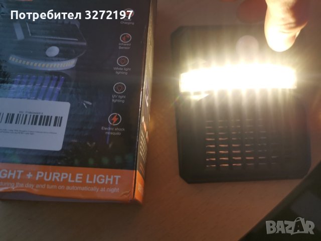  Соларна Лапа 2в1 лампа против комари +лампа за осветление,инфрачервен сензор,водоустойчива , снимка 7 - Соларни лампи - 41767656