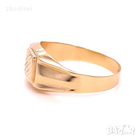 Златен мъжки пръстен 2,21гр. размер:66 14кр. проба:585 модел:37052-1, снимка 2 - Пръстени - 53348401