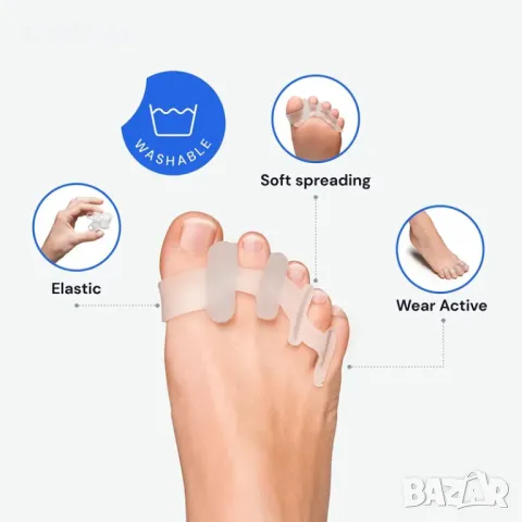 Силиконови шини фиксатори за изправяне на пръсти 2бр, снимка 5 - Други - 47571728