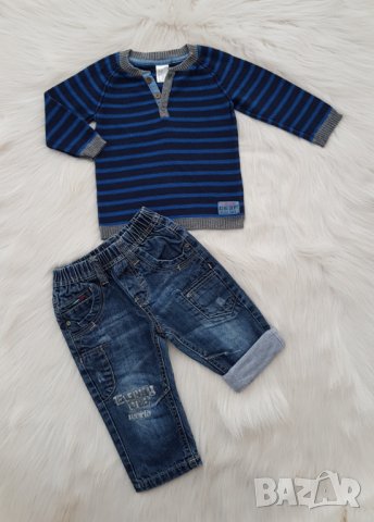 Пуловер H&M и ватирани дънки за бебе 74-80см., снимка 16 - Комплекти за бебе - 42415811