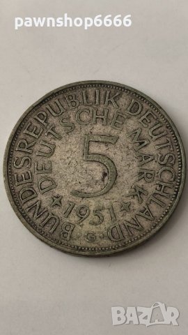 Сребърна монета Германия 5 марки, 1951