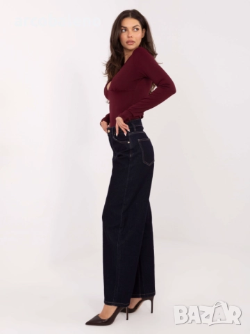 Тъмносини дамски дънки с балон кройка, снимка 3 - Дънки - 52508104