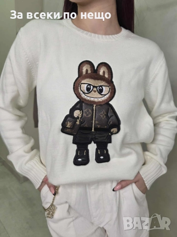 Labubu Дамски Бял Пуловер Код L-A4, снимка 3 - Блузи с дълъг ръкав и пуловери - 52980836