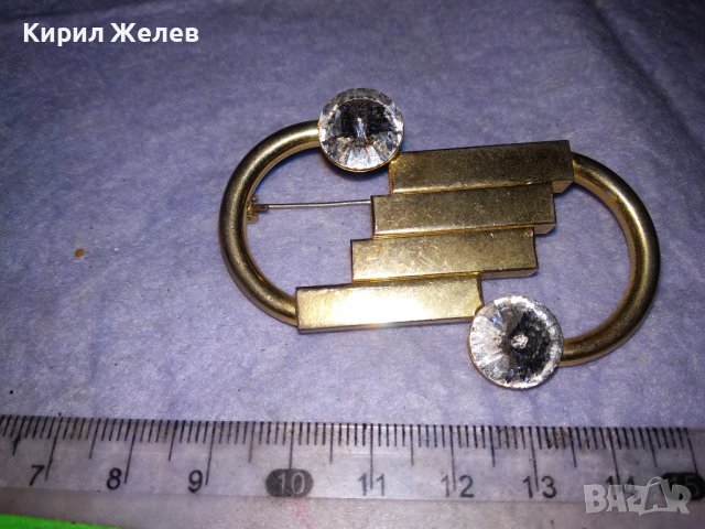 ПОЗЛАТЕНА АРТ ДЕКО БРОШКА НЕРЪЖДАЕМА СТОМАНА с ФАСЕТИРАНИ ИСКРЯЩИ БОХЕМСКИ КРИСТАЛИ 38629, снимка 6 - Други - 41682365