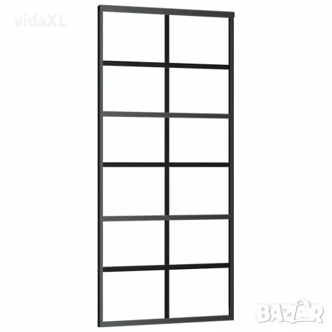 vidaXL Плъзгаща се врата с обков 90x205 см ESG стъкло и алуминий, снимка 3 - Входни врати - 56146986