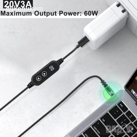 USB-C PD към DC адаптер Hoembpn с регулируемо напрежение 5–20V, снимка 6 - Кабели и адаптери - 53173866