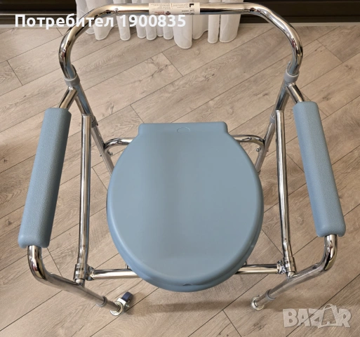 ЧИСТО НОВ Комбиниран тоалетен стол с колелца – Сгъваем , снимка 6 - Тоалетни столове - 53477055