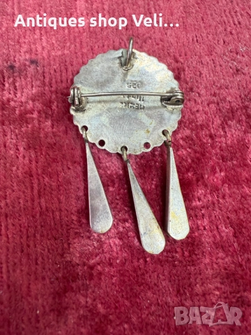 Сребърна брошка/висулка с тюркоаз №7490, снимка 4 - Колиета, медальони, синджири - 52051597