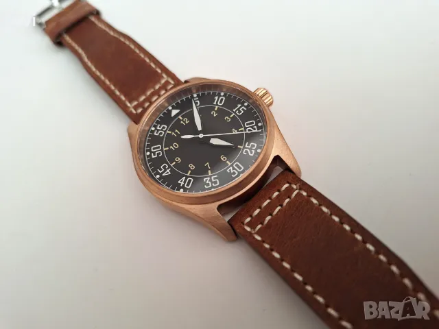 Автоматичен Пилотски часовник с бронзова каса, снимка 5 - Мъжки - 49448162