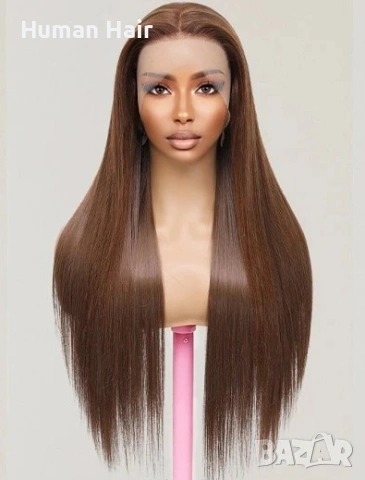 Естествена кафява бразилска перука 75 см Лейс 13x6, снимка 6 - Аксесоари за коса - 53527525