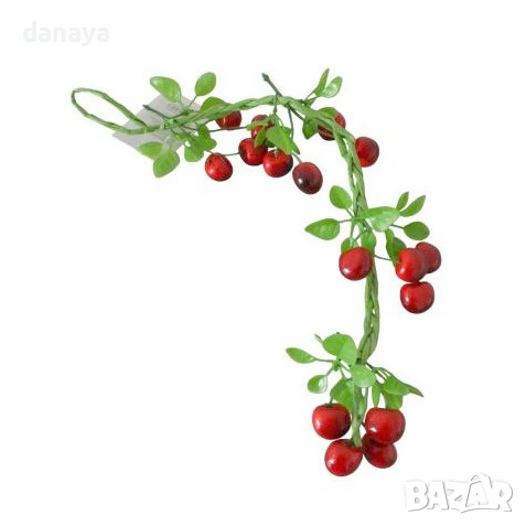 6487 Изкуствени череши на връзка, 50 см, снимка 5 - Изкуствени цветя - 53808172