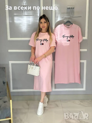 Tommy Hilfiger Дамска Памучна Спортна Ежедневна Рокля С Бродирано Лого - 2 Цвята Код A626, снимка 4 - Рокли - 50466390