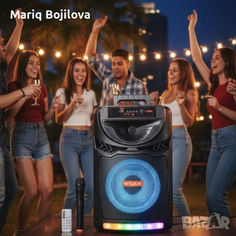 Bluetooth караоке колона с безжичен микрофон – 8,5″ говорител, LED светлини, TWS и FM радио, снимка 6 - Караоке - 52917198