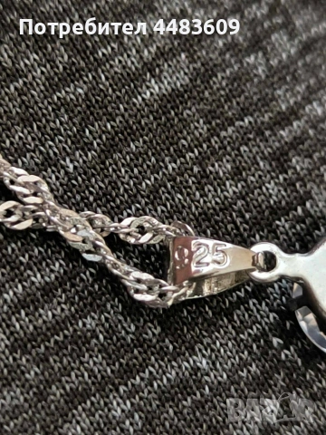 Сребърно колие с бял цирконии , снимка 3 - Колиета, медальони, синджири - 53759382