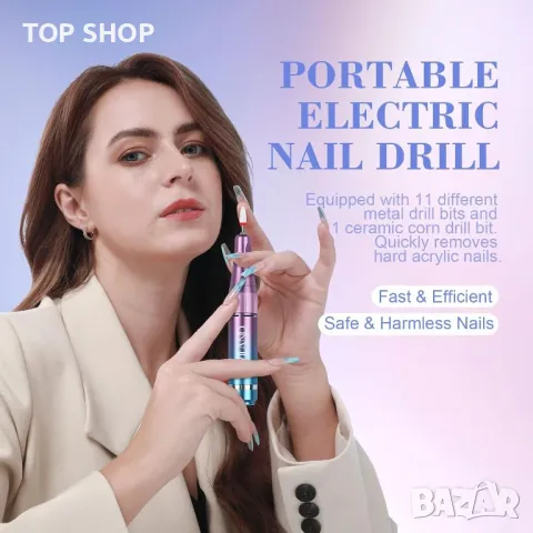 Акумулаторна пила за нокти Saviland 40000 RPM, Професионален инструмент за нокти, снимка 5 - Продукти за маникюр - 49423106