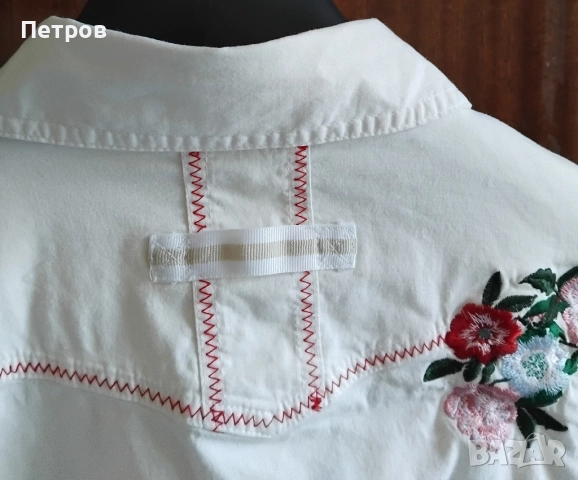 Бяла дамска риза с бродерия , снимка 8 - Ризи - 52790433