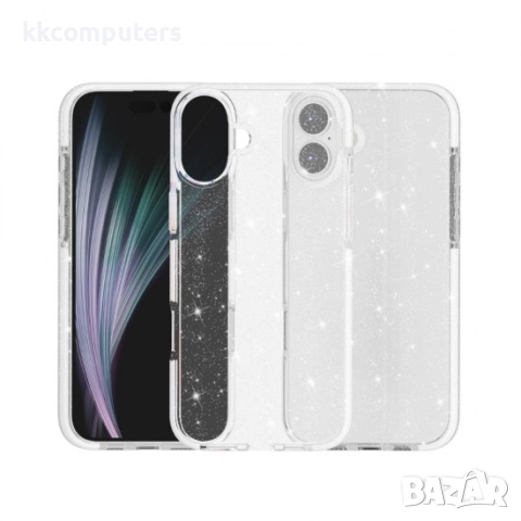 Силиконов кейс Shine 2 mm брокатен, За iPhone 17 (6.3), Прозрачен и Протектор