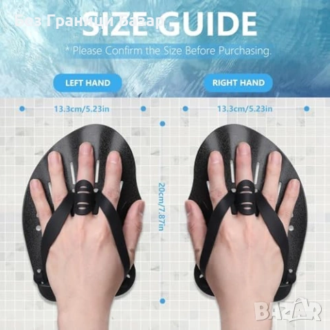 Нови Плувни гребла за ръце за възрастни – регулируеми, черни за тренировка, снимка 3 - Водни спортове - 53694508