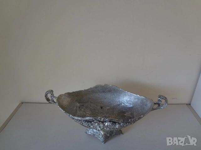 Голяма разкошна сребриста купа, снимка 13 - Антикварни и старинни предмети - 53528053